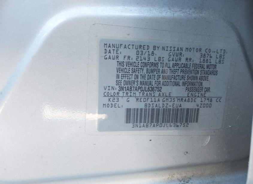 Photo 9 of 2018 Nissan Sentra SV (VIN 3N1AB7AP0JL636752)