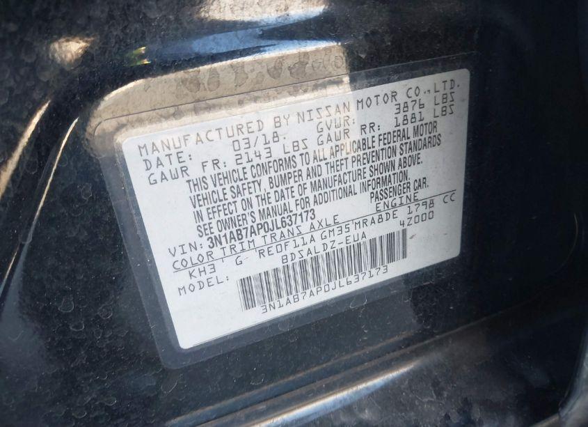 Photo 9 of 2018 Nissan Sentra SV (VIN 3N1AB7AP0JL637173)