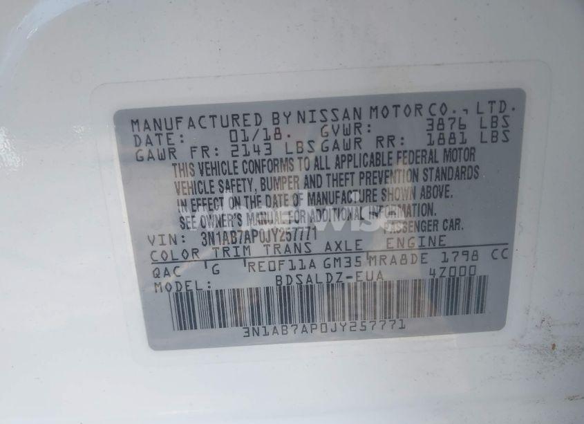 Photo 9 of 2018 Nissan Sentra SV (VIN 3N1AB7AP0JY257771)