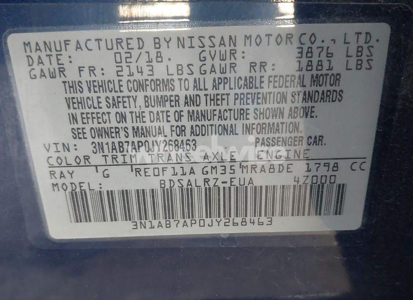 Photo 9 of 2018 Nissan Sentra SR (VIN 3N1AB7AP0JY268463)