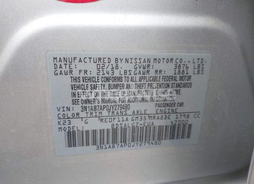 Photo 9 of 2018 Nissan Sentra SL (VIN 3N1AB7AP0JY279480)