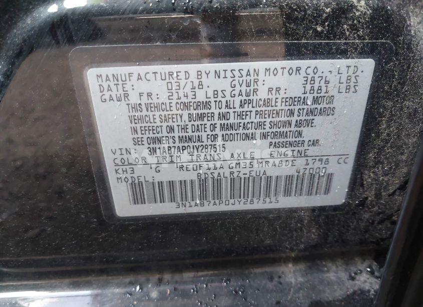 Photo 9 of 2018 Nissan Sentra SR (VIN 3N1AB7AP0JY287515)