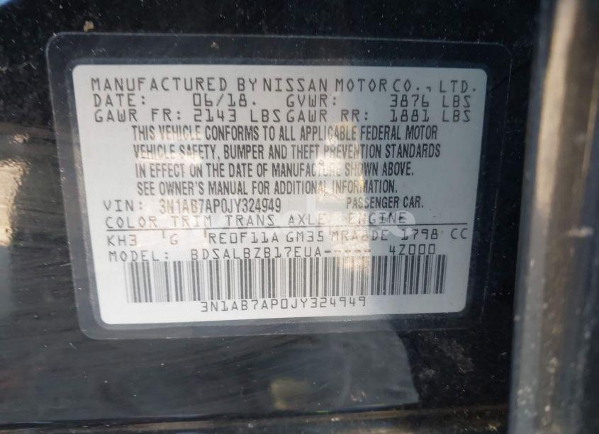 Photo 9 of 2018 Nissan Sentra (VIN 3N1AB7AP0JY324949)