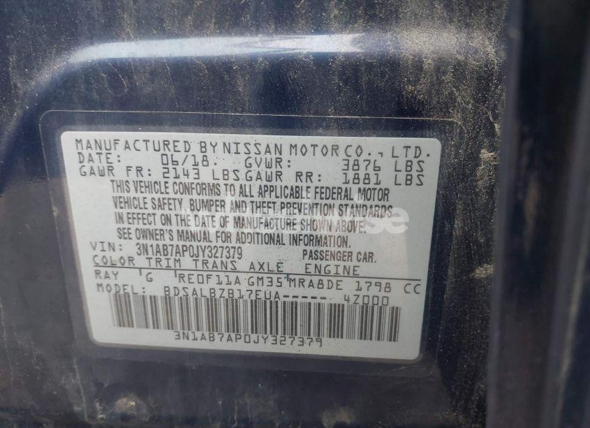 Photo 9 of 2018 Nissan Sentra S (VIN 3N1AB7AP0JY327379)