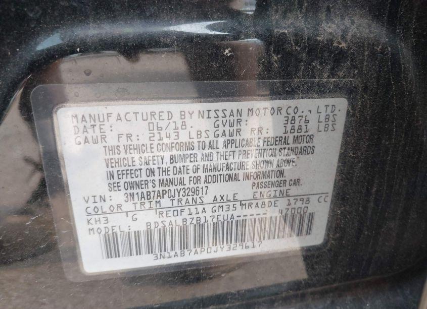 Photo 9 of 2018 Nissan Sentra S (VIN 3N1AB7AP0JY329617)