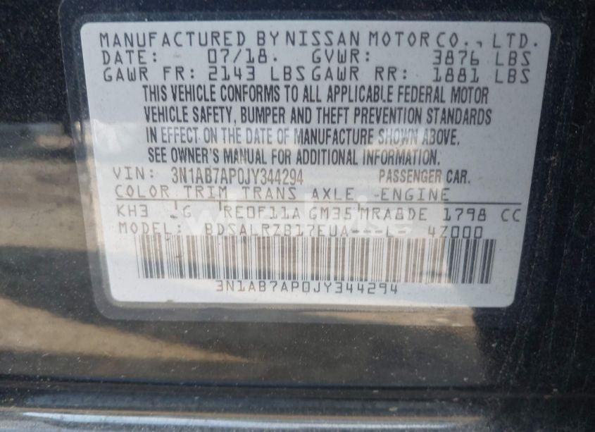 Photo 9 of 2018 Nissan Sentra SR (VIN 3N1AB7AP0JY344294)