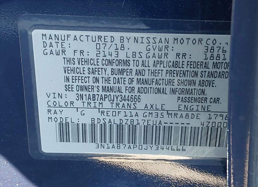 Photo 9 of 2018 Nissan Sentra SV (VIN 3N1AB7AP0JY344666)