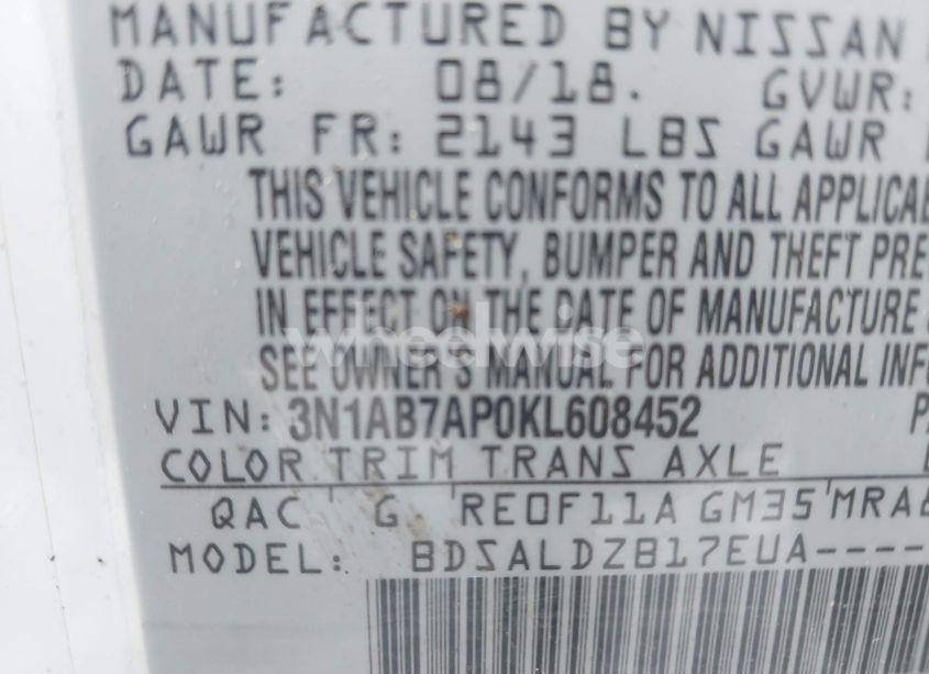 Photo 9 of 2019 Nissan Sentra SV (VIN 3N1AB7AP0KL608452)