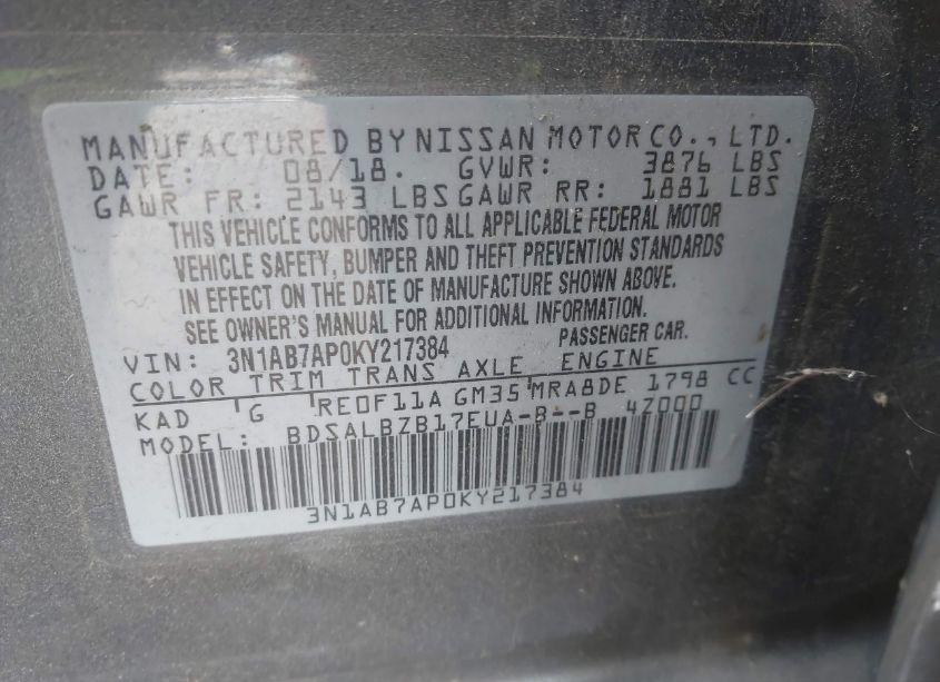 Photo 9 of 2019 Nissan Sentra S (VIN 3N1AB7AP0KY217384)