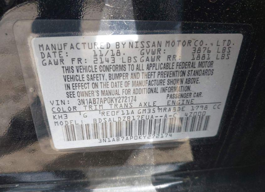 Photo 9 of 2019 Nissan Sentra SV (VIN 3N1AB7AP0KY272174)