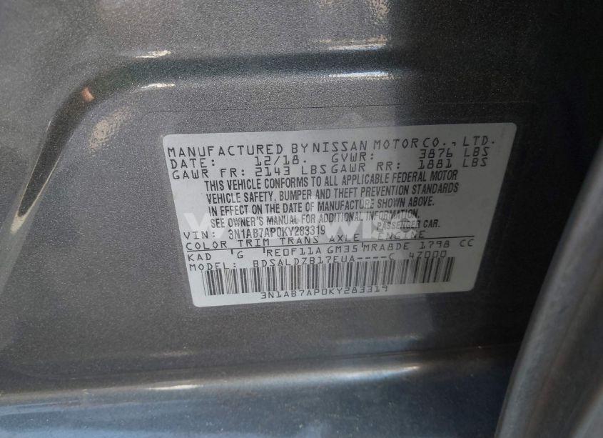 Photo 9 of 2019 Nissan Sentra SV (VIN 3N1AB7AP0KY283319)