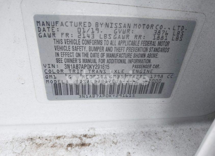 Photo 9 of 2019 Nissan Sentra SV (VIN 3N1AB7AP0KY291615)