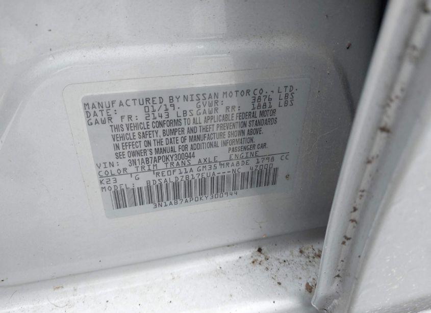 Photo 9 of 2019 Nissan Sentra SV (VIN 3N1AB7AP0KY300944)