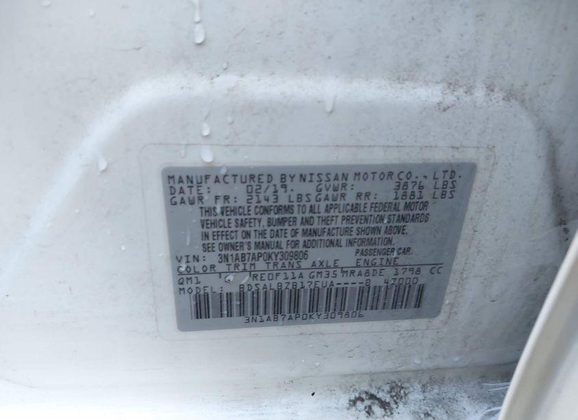 Photo 9 of 2019 Nissan Sentra S (VIN 3N1AB7AP0KY309806)