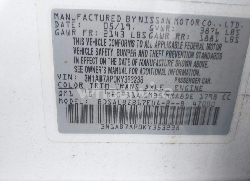 Photo 9 of 2019 Nissan Sentra S (VIN 3N1AB7AP0KY353238)