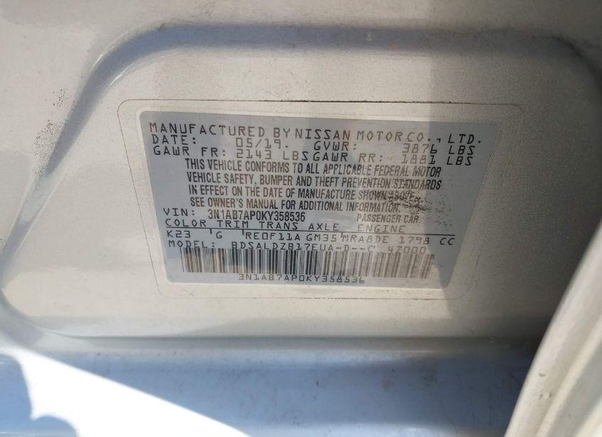 Photo 9 of 2019 Nissan Sentra SV (VIN 3N1AB7AP0KY358536)