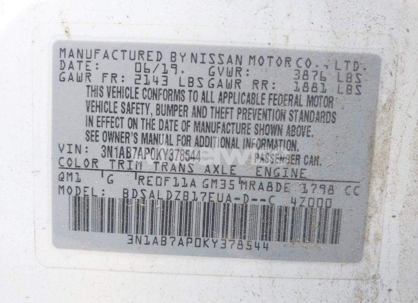 Photo 9 of 2019 Nissan Sentra SV (VIN 3N1AB7AP0KY378544)