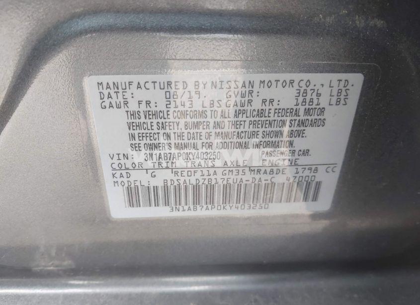 Photo 9 of 2019 Nissan Sentra SV (VIN 3N1AB7AP0KY403250)