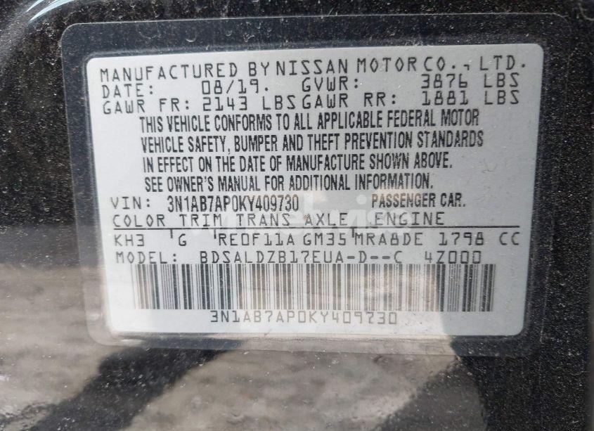 Photo 9 of 2019 Nissan Sentra SV (VIN 3N1AB7AP0KY409730)