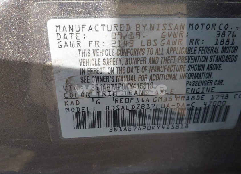 Photo 9 of 2019 Nissan Sentra SV (VIN 3N1AB7AP0KY415818)