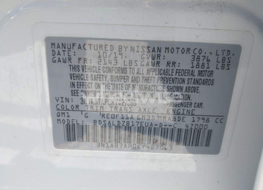 Photo 9 of 2019 Nissan Sentra SV (VIN 3N1AB7AP0KY427063)