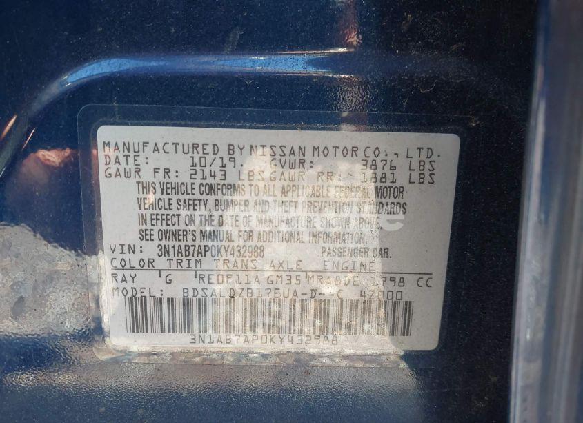 Photo 9 of 2019 Nissan Sentra SV (VIN 3N1AB7AP0KY432988)