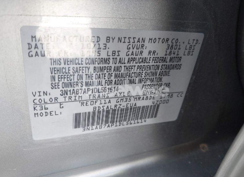 Photo 9 of 2013 Nissan Sentra SR (VIN 3N1AB7AP1DL561614)