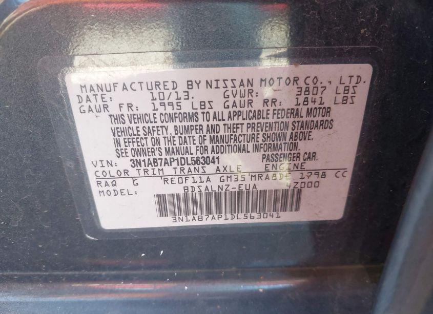 Photo 9 of 2013 Nissan Sentra FE+ SV (VIN 3N1AB7AP1DL563041)