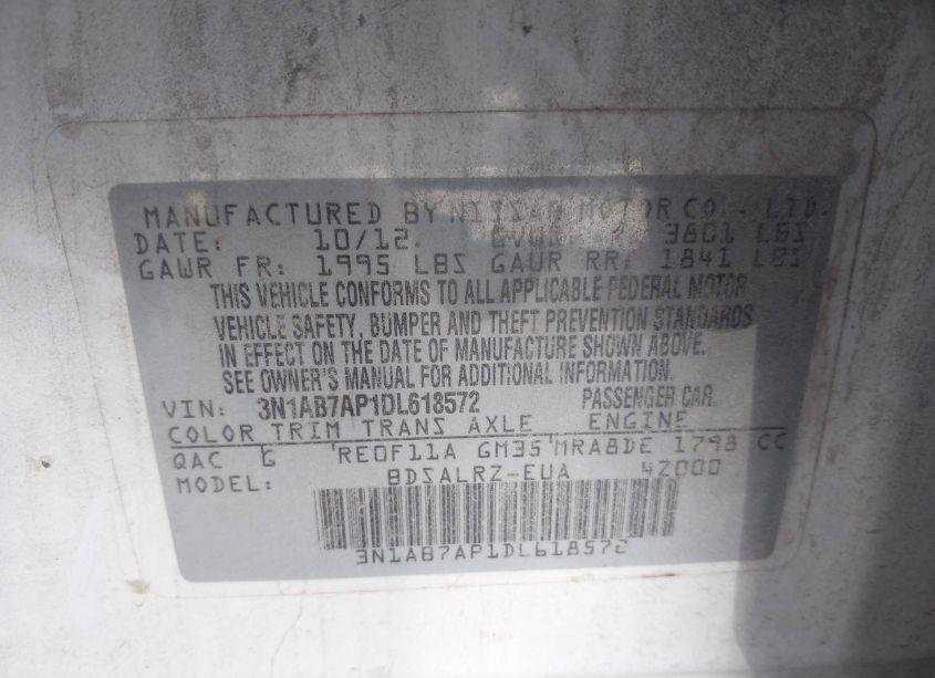 Photo 9 of 2013 Nissan Sentra SR (VIN 3N1AB7AP1DL618572)