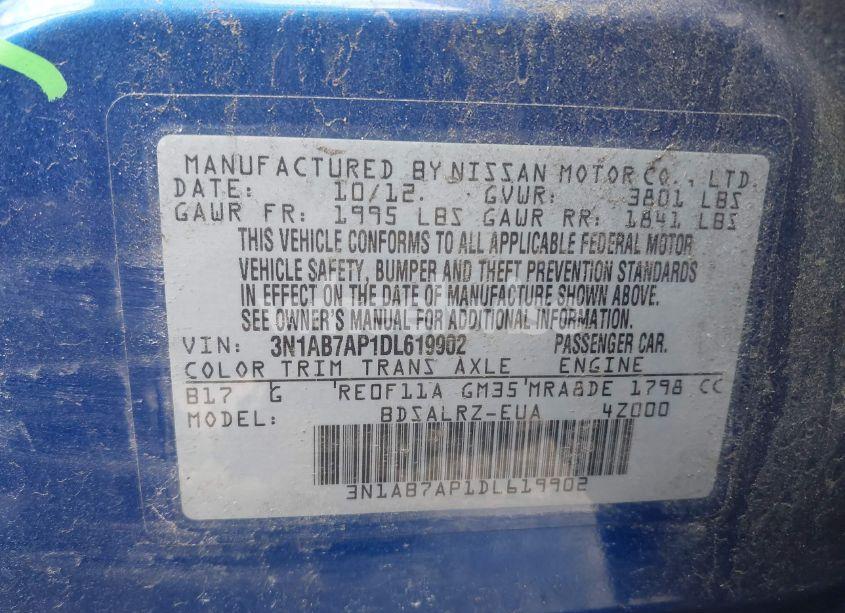 Photo 9 of 2013 Nissan Sentra SR (VIN 3N1AB7AP1DL619902)