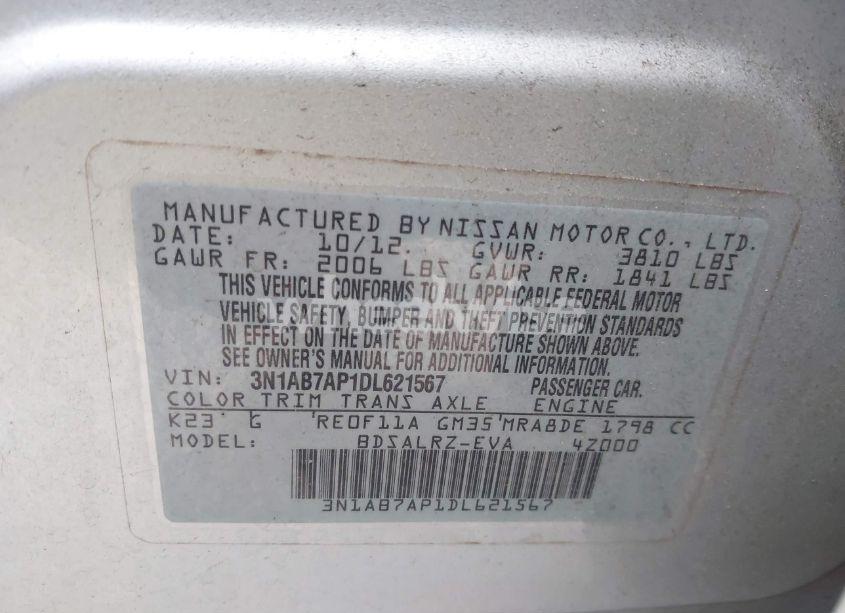 Photo 9 of 2013 Nissan Sentra SR (VIN 3N1AB7AP1DL621567)