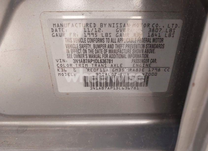 Photo 9 of 2013 Nissan Sentra SL (VIN 3N1AB7AP1DL636781)