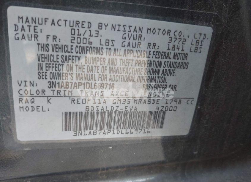 Photo 9 of 2013 Nissan Sentra SV (VIN 3N1AB7AP1DL669716)