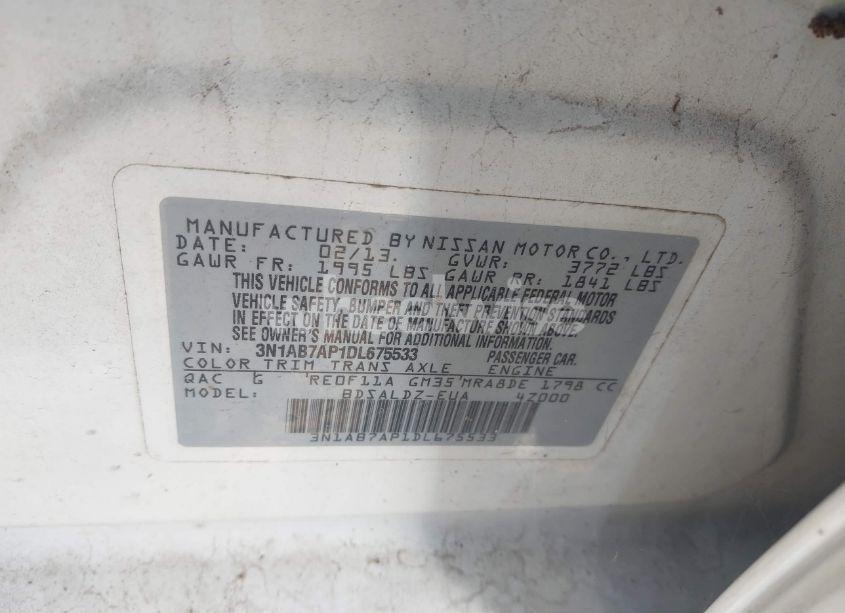 Photo 9 of 2013 Nissan Sentra SV (VIN 3N1AB7AP1DL675533)