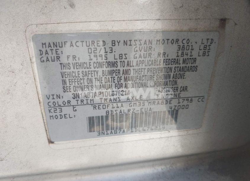 Photo 9 of 2013 Nissan Sentra SR (VIN 3N1AB7AP1DL676214)