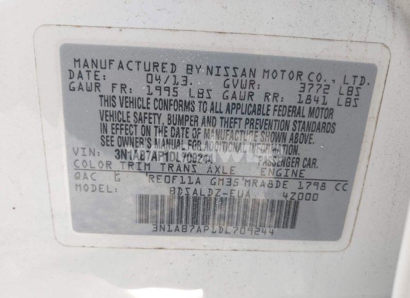 Photo 9 of 2013 Nissan Sentra SV (VIN 3N1AB7AP1DL709244)