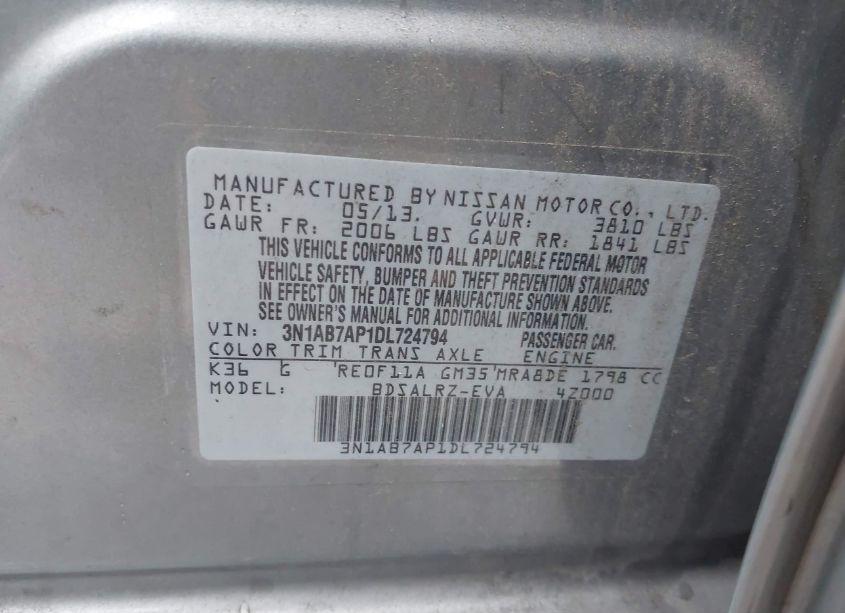 Photo 9 of 2013 Nissan Sentra SR (VIN 3N1AB7AP1DL724794)