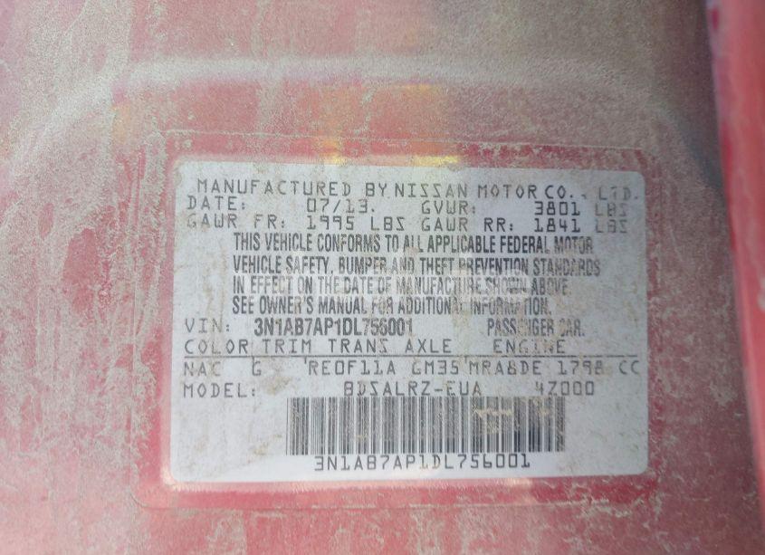 Photo 9 of 2013 Nissan Sentra SR (VIN 3N1AB7AP1DL756001)