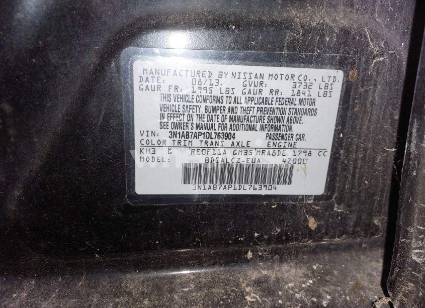 Photo 9 of 2013 Nissan Sentra S (VIN 3N1AB7AP1DL763904)