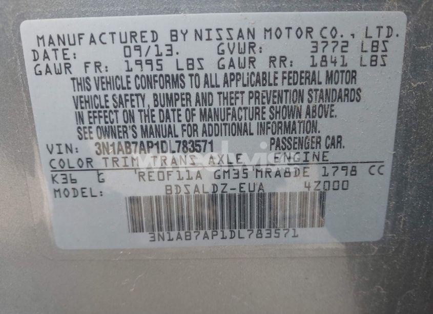 Photo 9 of 2013 Nissan Sentra SV (VIN 3N1AB7AP1DL783571)