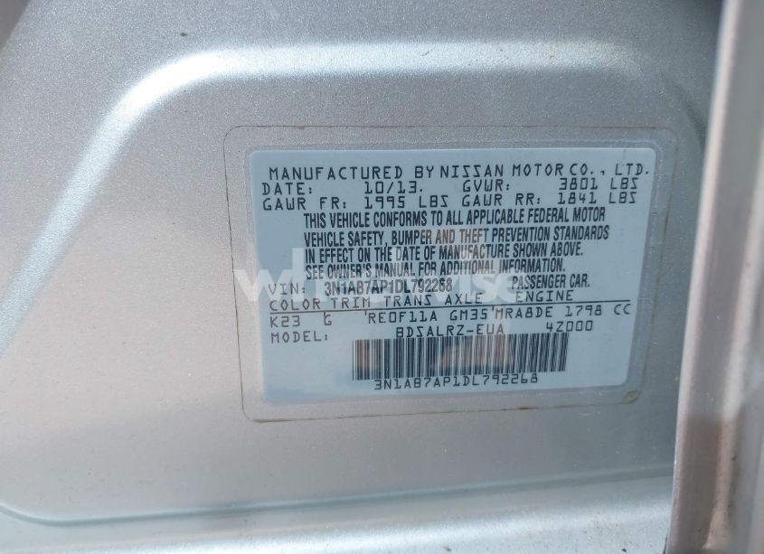 Photo 9 of 2013 Nissan Sentra SR (VIN 3N1AB7AP1DL792268)