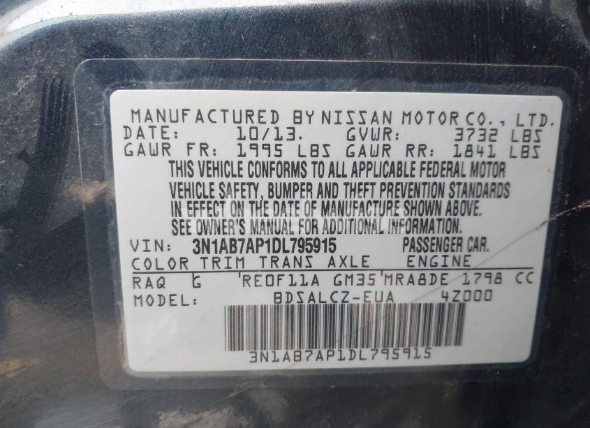 Photo 9 of 2013 Nissan Sentra S (VIN 3N1AB7AP1DL795915)
