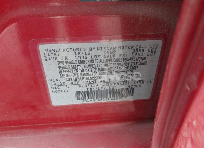 Photo 9 of 2014 Nissan Sentra SR (VIN 3N1AB7AP1EL622302)