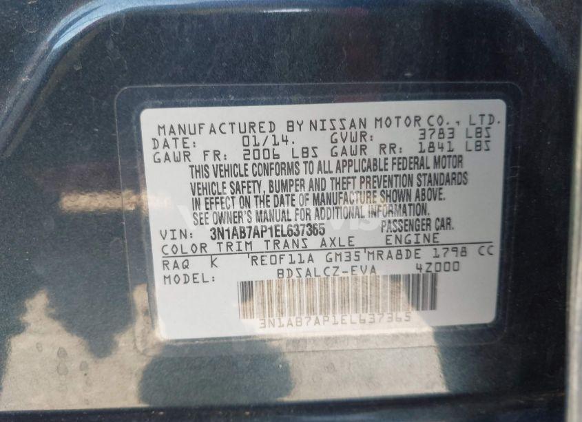 Photo 9 of 2014 Nissan Sentra S (VIN 3N1AB7AP1EL637365)