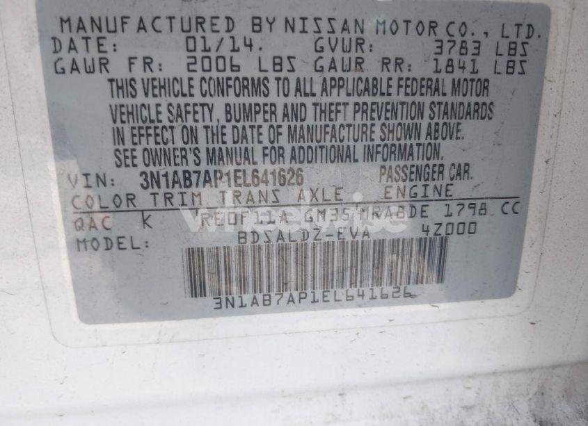 Photo 9 of 2014 Nissan Sentra SV (VIN 3N1AB7AP1EL641626)