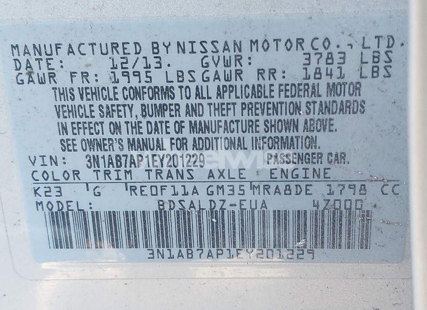 Photo 9 of 2014 Nissan Sentra SV (VIN 3N1AB7AP1EY201229)