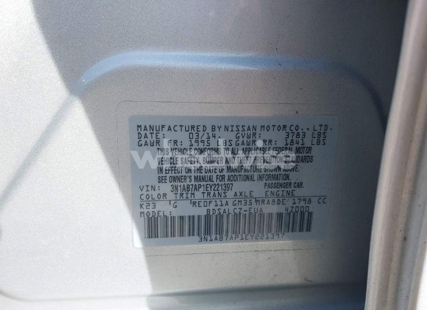 Photo 9 of 2014 Nissan Sentra S (VIN 3N1AB7AP1EY221397)