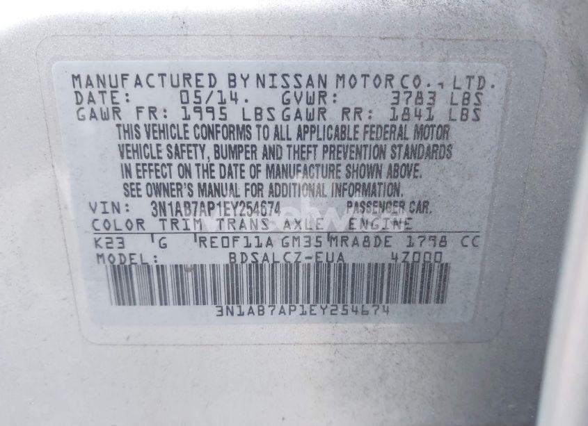 Photo 9 of 2014 Nissan Sentra S (VIN 3N1AB7AP1EY254674)