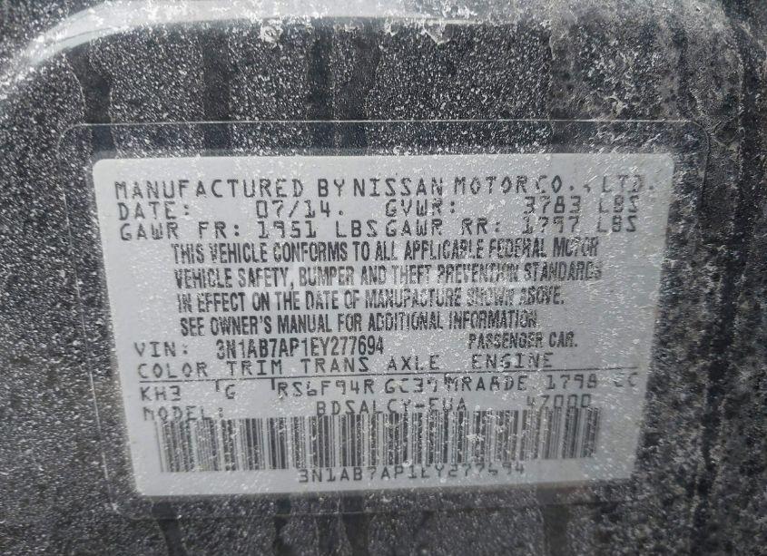 Photo 9 of 2014 Nissan Sentra S (VIN 3N1AB7AP1EY277694)