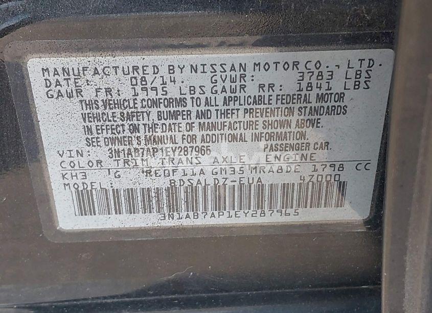 Photo 9 of 2014 Nissan Sentra SV (VIN 3N1AB7AP1EY287965)